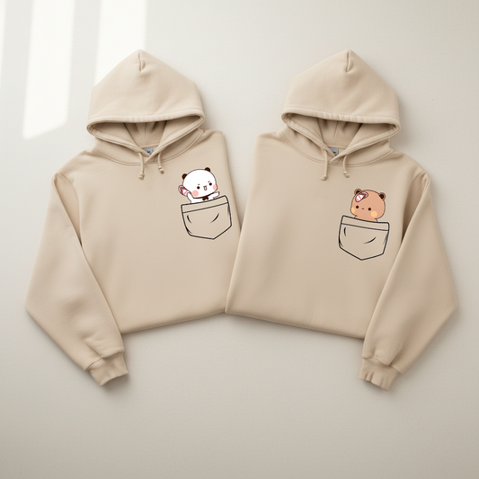 Cute Bubu & Dudu Pocket Hoodies for Couples