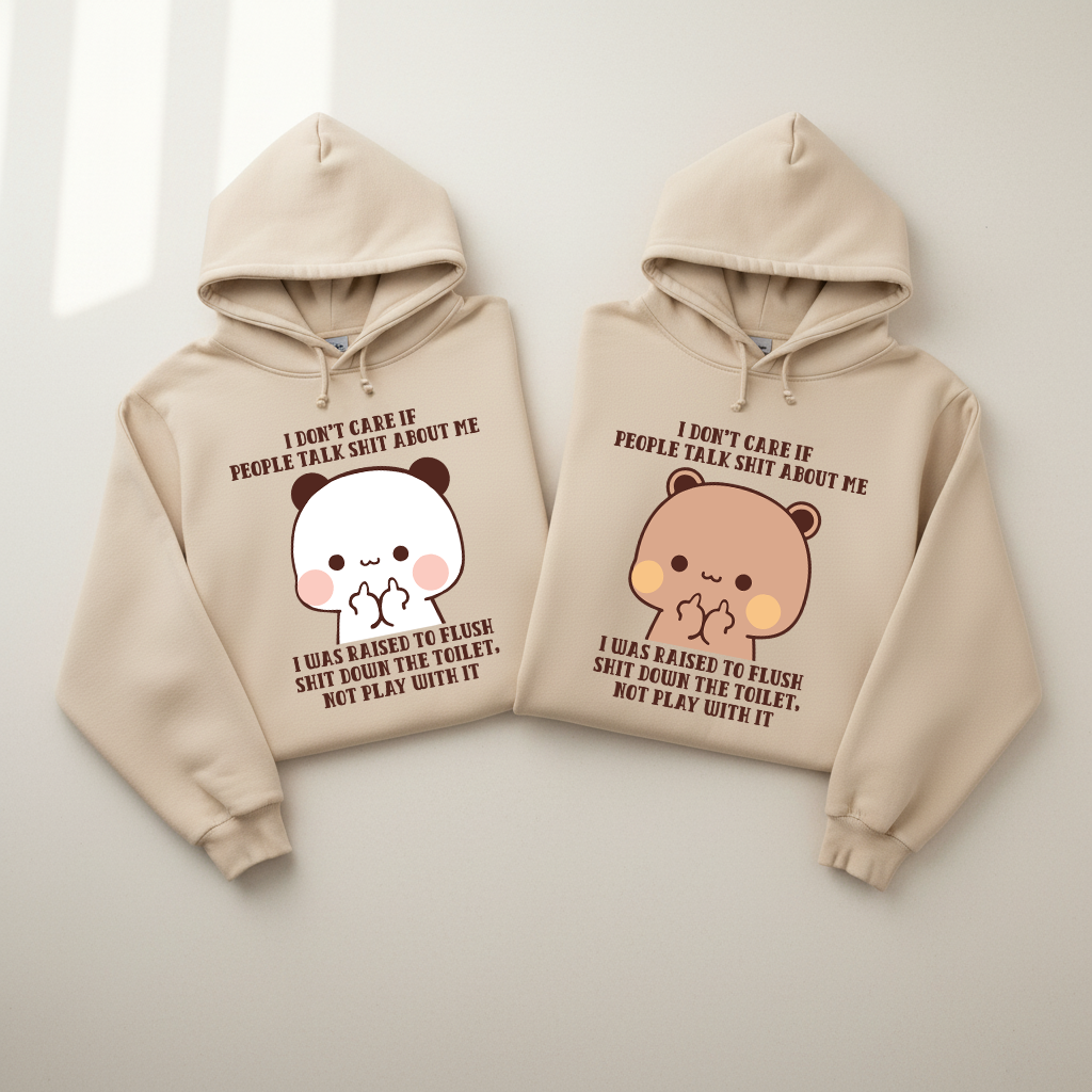 Matching Bubu & Dudu Hoodies – I Don’t Care Quote