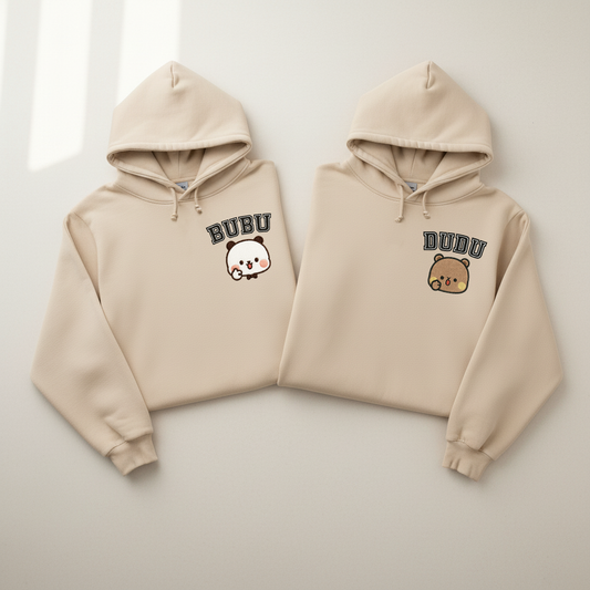 Cute Bubu & Dudu Matching Embroidered Hoodies