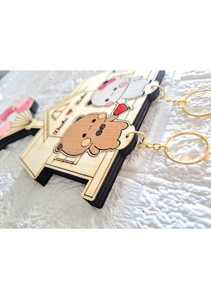 Bubu & Dudu Wall Key Holder β Acrylic Keychain Hanger for Couples - Heybubududu