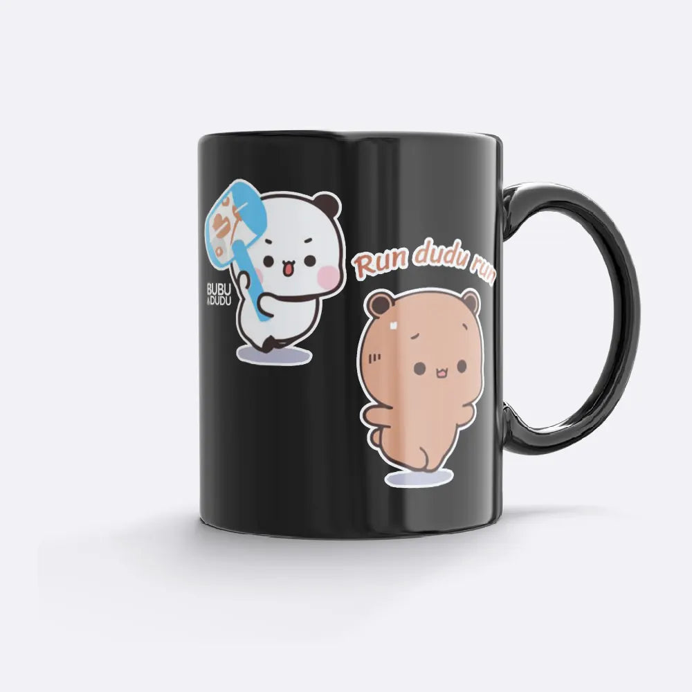 Bubu & Dudu "Run Dudu! Run!" Mug – Funny Couple Coffee Cup - Heybubududu