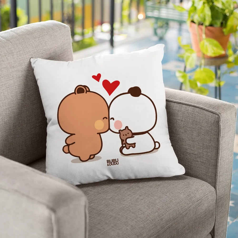 Bubu & Dudu "Kiss!" Pillow – Romantic Gift for Couples - Heybubududu