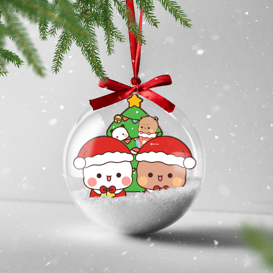 Bubu & Dudu Bear Couple Christmas Ornament – Kawaii Santa Holiday Tree Bauble