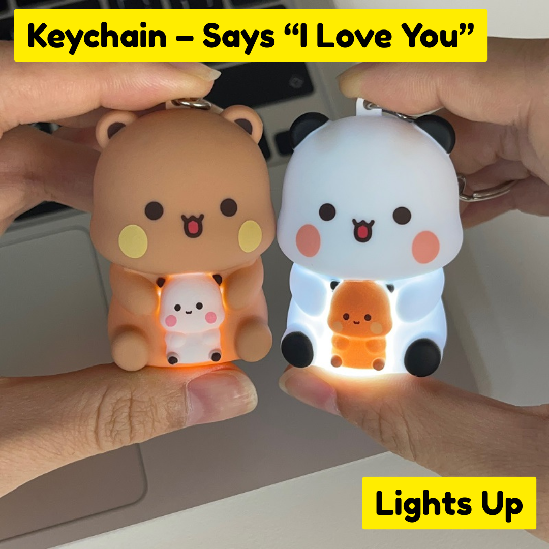 Bubu & Dudu Keychain – Says 3 voice “I Love You - Atata - Omacha”, Lights Up