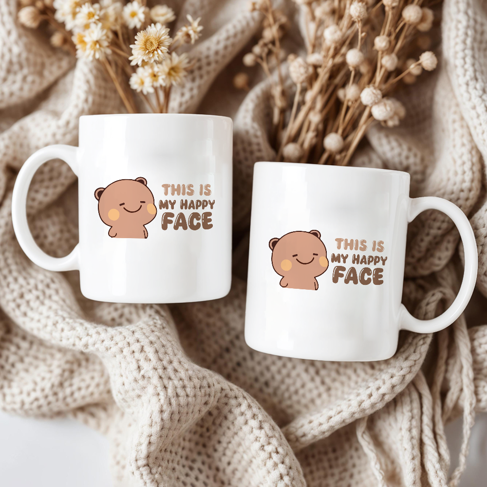 Cute Dudu Mug – "This Is My Happy Face" Funny Coffee Cup Gift
