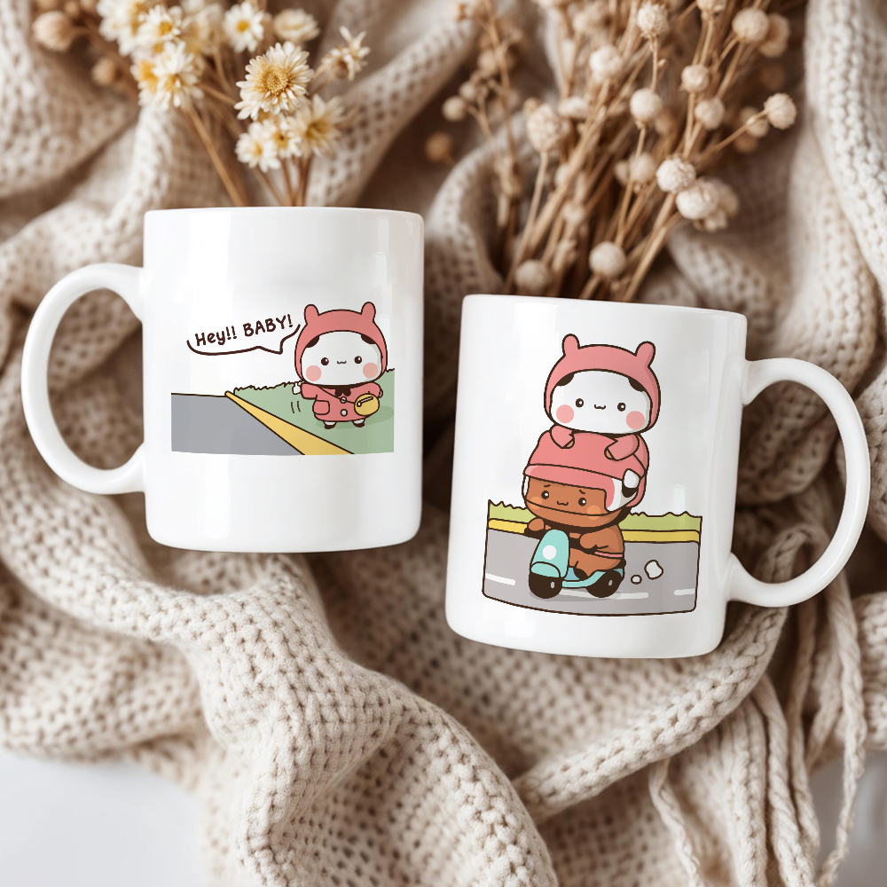 Bubu & Dudu Mug – “Hey Baby” and Scooter Hug Design