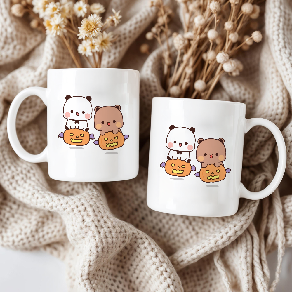 Cute Spooky Month Mug – Bubu & Dudu in Ghost & Bear Costumes