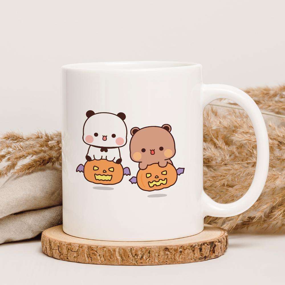 Cute Spooky Month Mug – Bubu & Dudu in Ghost & Bear Costumes