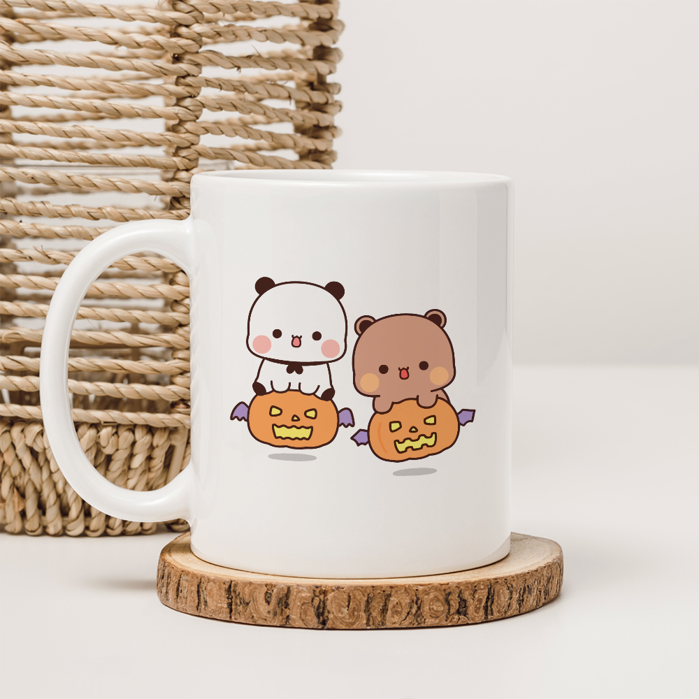 Cute Spooky Month Mug – Bubu & Dudu in Ghost & Bear Costumes