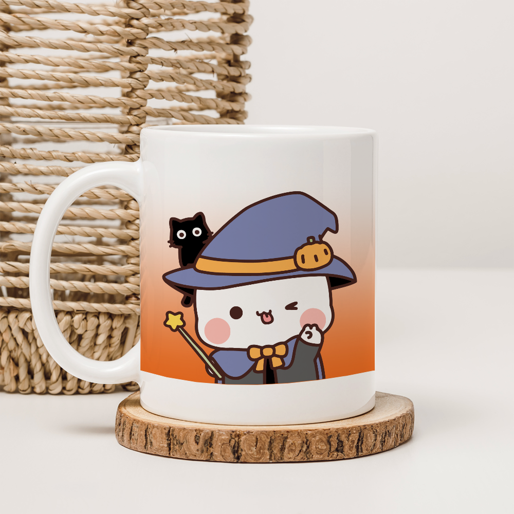 Halloween Couple Mug – Cute Bubu & Dudu in Witch Outfits for Him or Her
