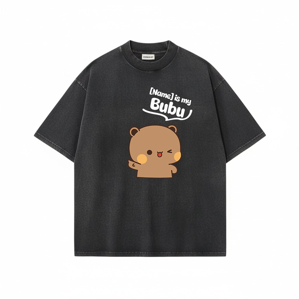 Custom Name Bubu & Dudu Mineral Wash Matching T-Shirt