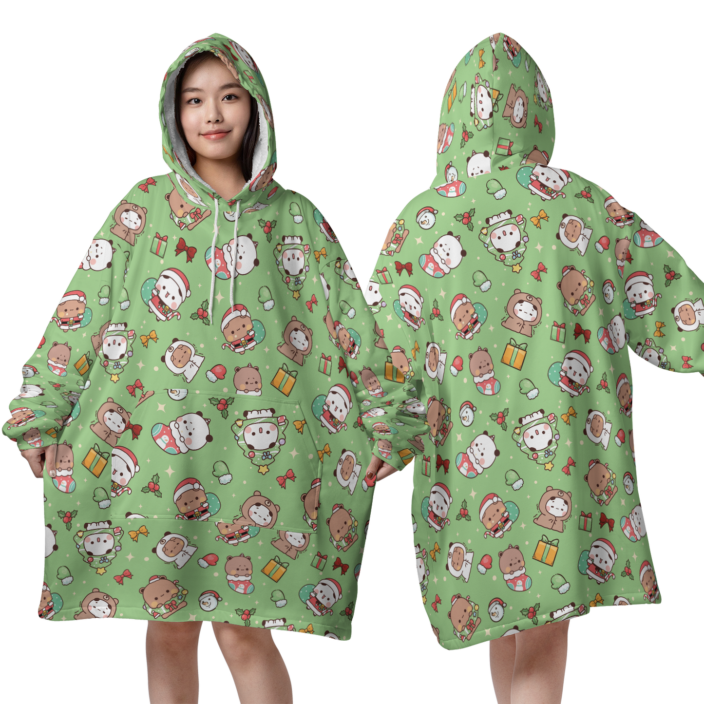 Bubu & Dudu Christmas Blanket Hoodie – Oversized Sherpa Wearable Blanket