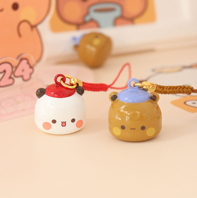 Bubu & Dudu Mini Bear Bell Charm – Cute Sound Keychain for Phone, Bag & Car