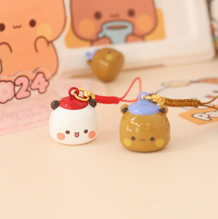 Bubu & Dudu Mini Bear Bell Charm – Cute Sound Keychain for Phone, Bag & Car