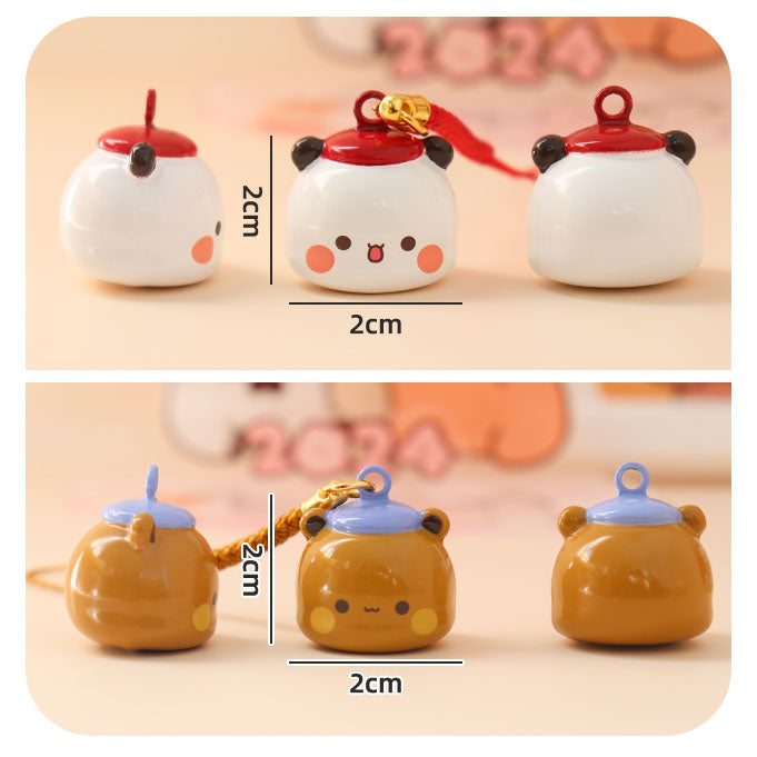 Bubu & Dudu Mini Bear Bell Charm – Cute Sound Keychain for Phone, Bag & Car