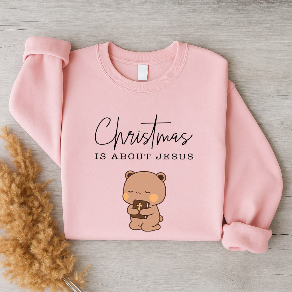 Christmas Is About Jesus Sweatshirt | Bubu & Dudu Matching Christian Holiday Sweatshirt