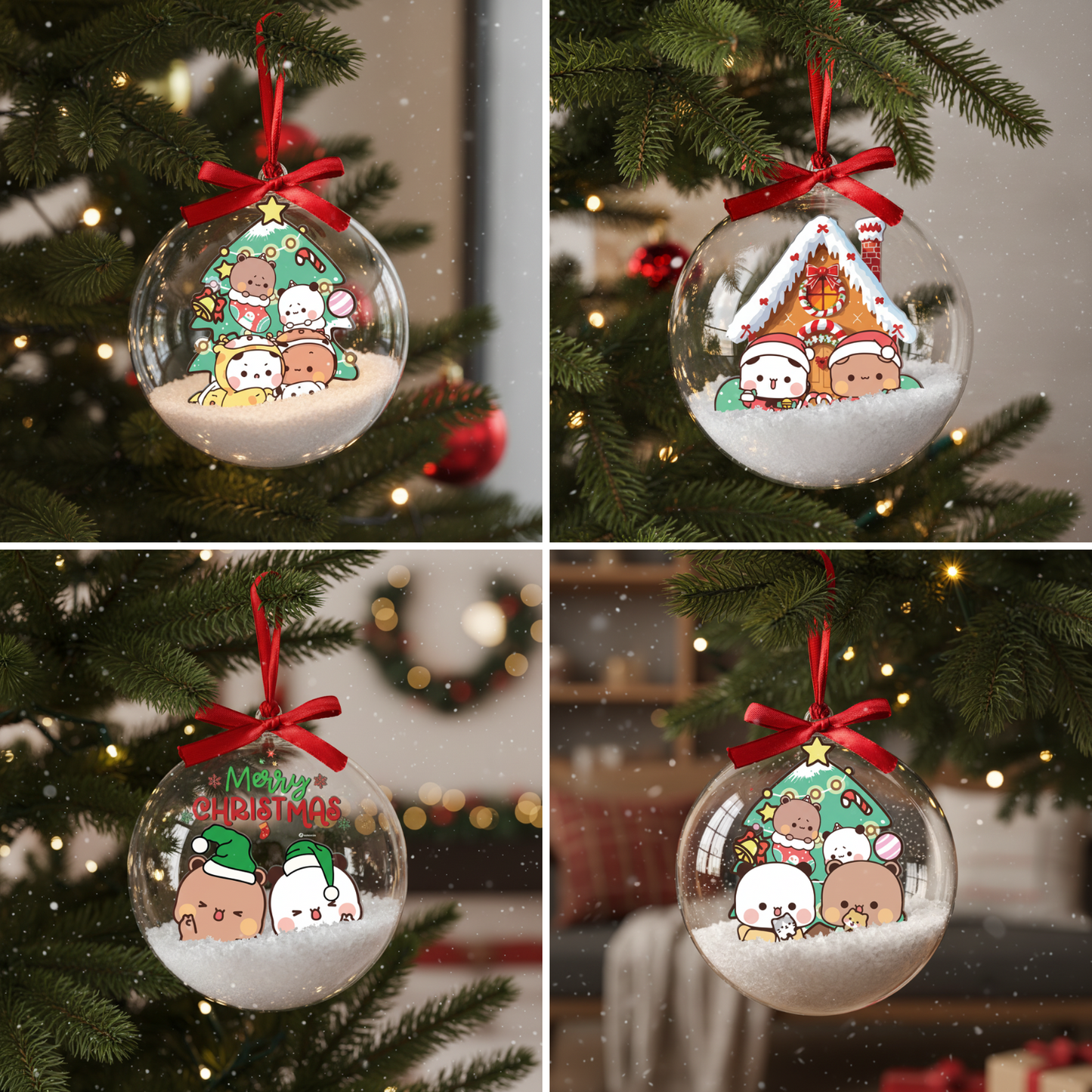 Kawaii Bubu Dudu Ornament – Holiday Snow Globe Style Decoration