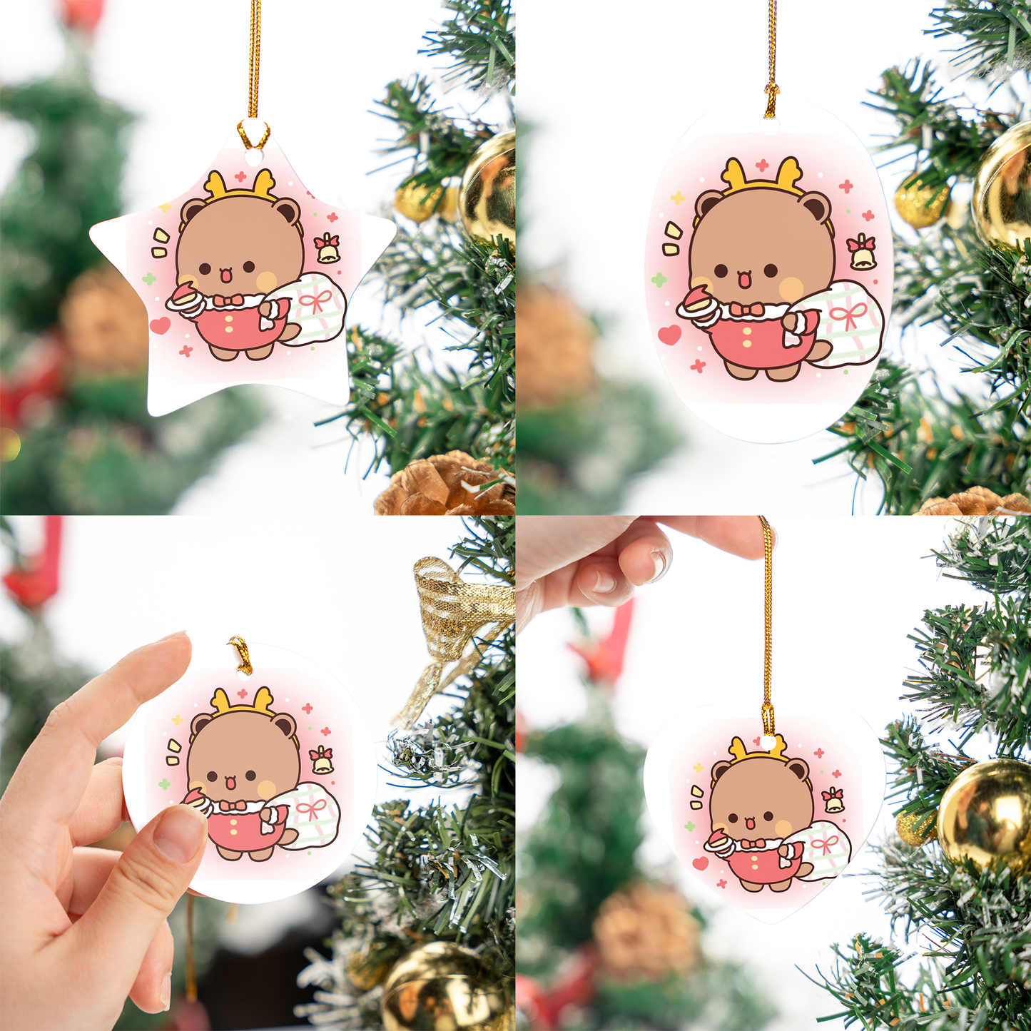 Dudu Christmas Ornaments – Cute Reindeer Ceramic Holiday Tree Decor