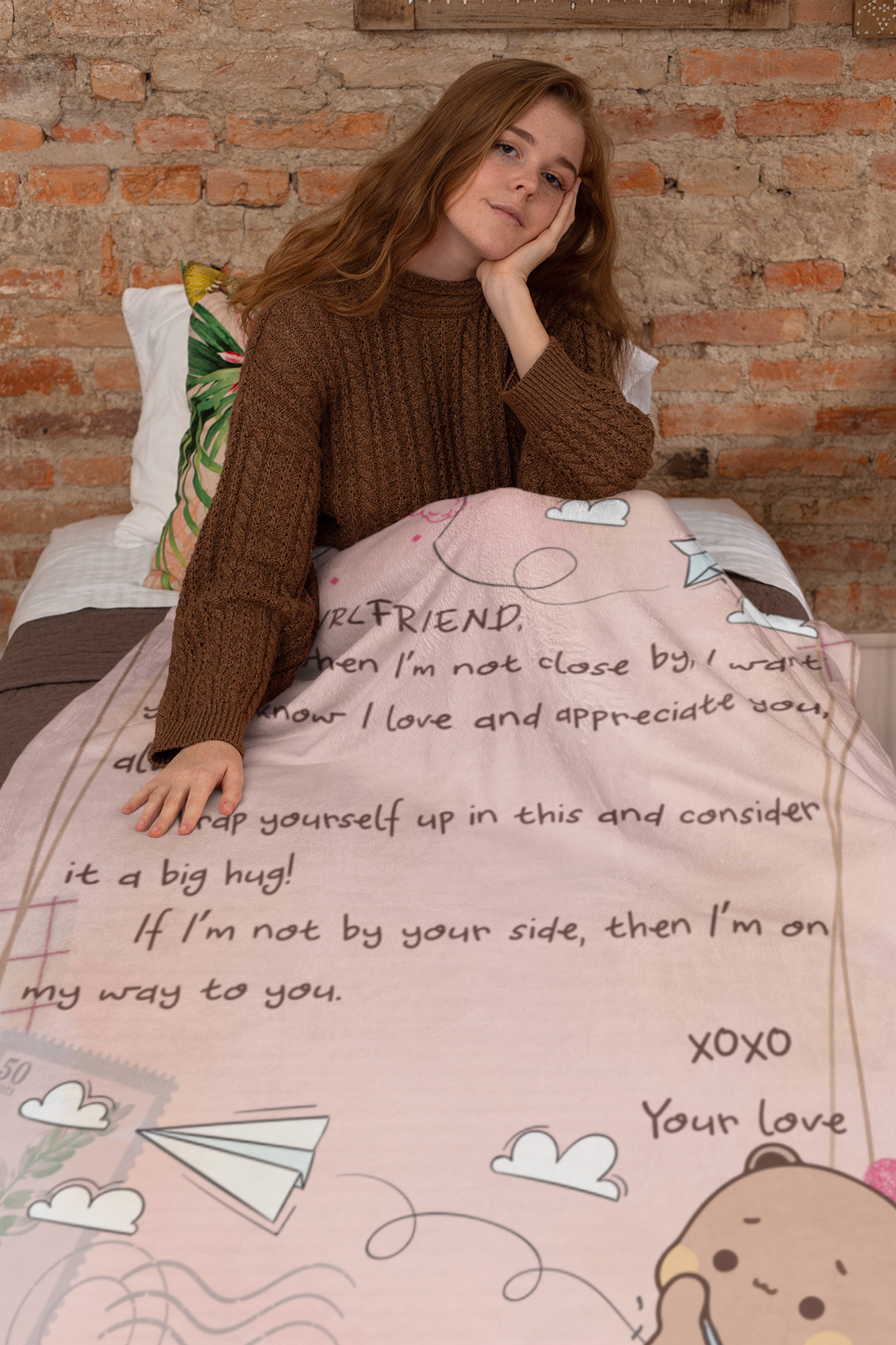 To My Girlfriend Blanket – Cozy Fleece/Sherpa Throw Message with Love