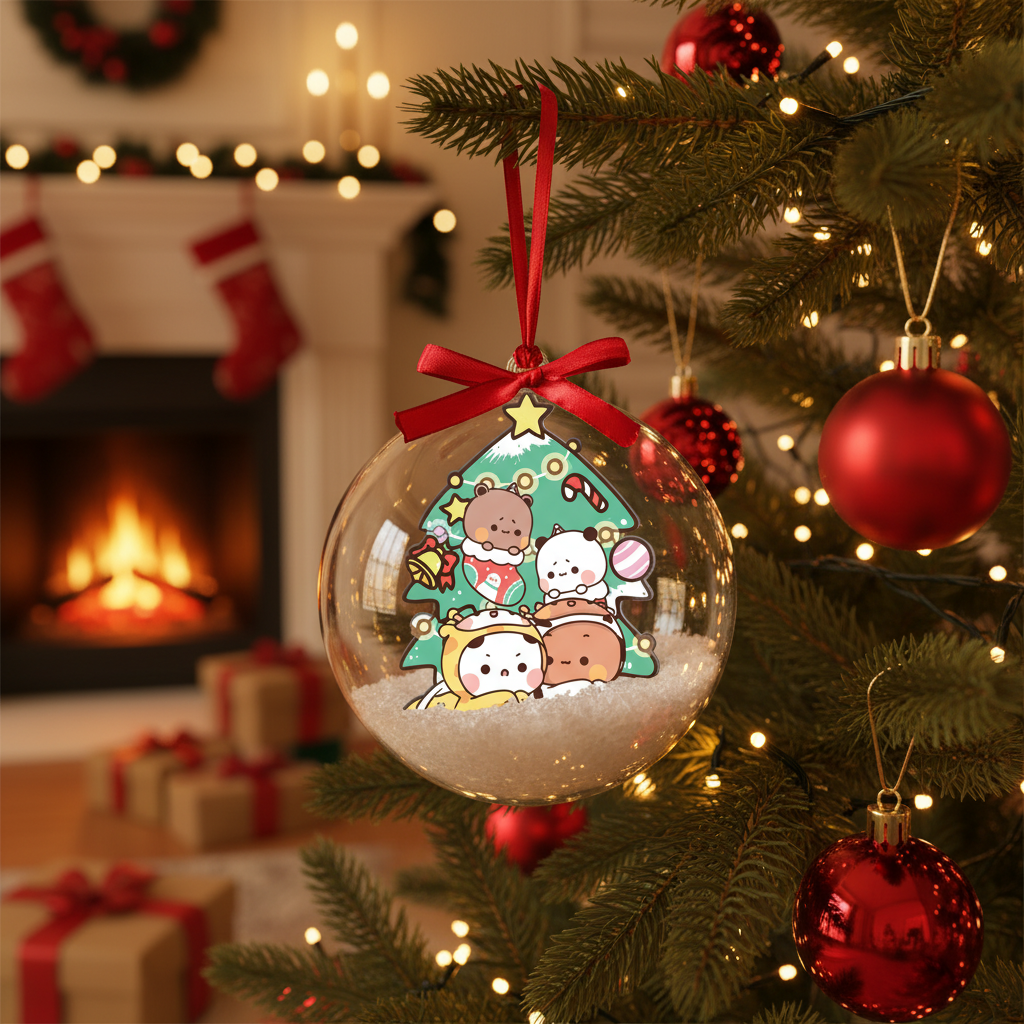 Bubu & Dudu Cute Bear Couple Christmas Ornaments – Adorable Holiday Tree Decorations Gift for Lovers & Family