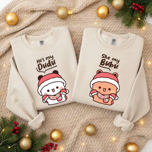 She My Bubu & He’s My Dudu Christmas Couple Sweatshirts