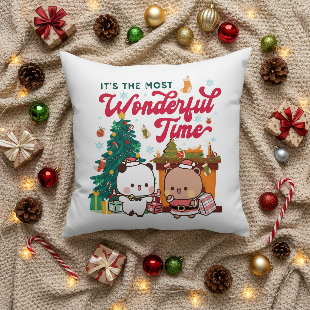 Bubu & Dudu Christmas Pillow | It’s The Most Wonderful Time Throw Pillow