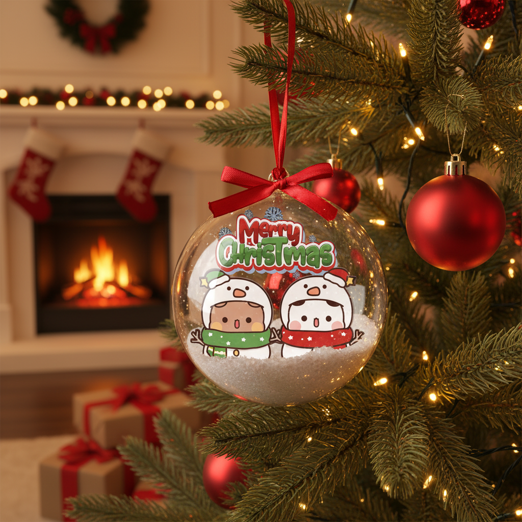 Bubu & Dudu Cute Christmas Ornaments – Adorable Bear Couple Holiday Tree Decorations Gift for Lovers, Friends & Family