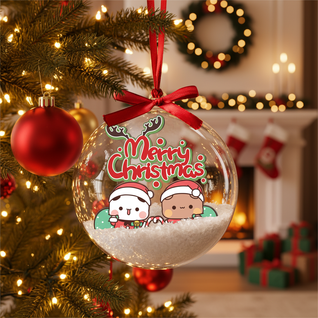 Bubu & Dudu Cute Bear Couple Christmas Ornaments – Adorable Holiday Tree Decorations Gift for Lovers & Family