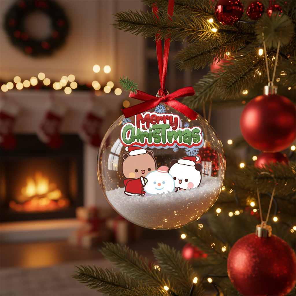 Bubu & Dudu Cute Bear Couple Christmas Ornaments – Adorable Holiday Tree Decorations Gift for Lovers & Family