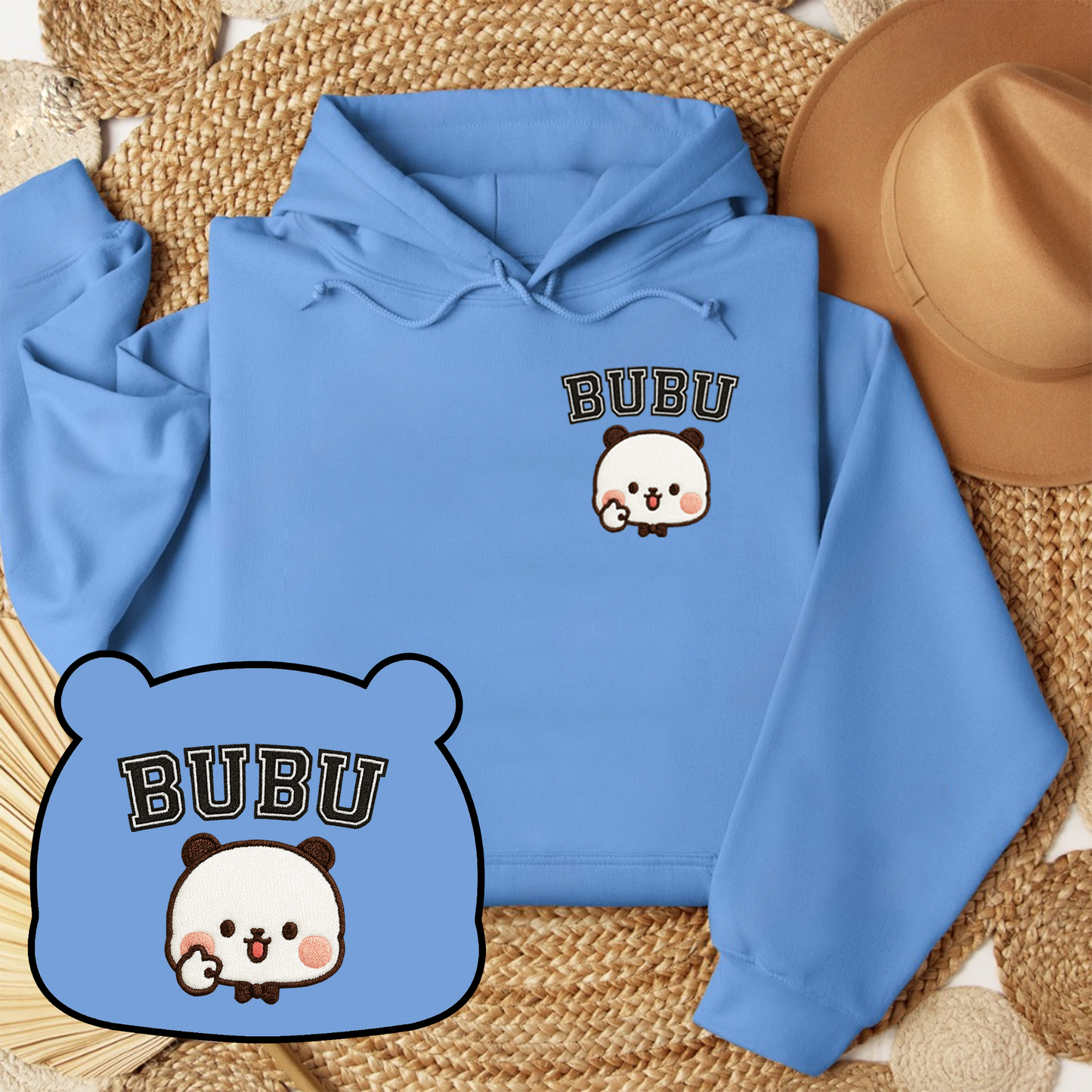 Bubu & Dudu Bear Embroidery Hoodies for Couples