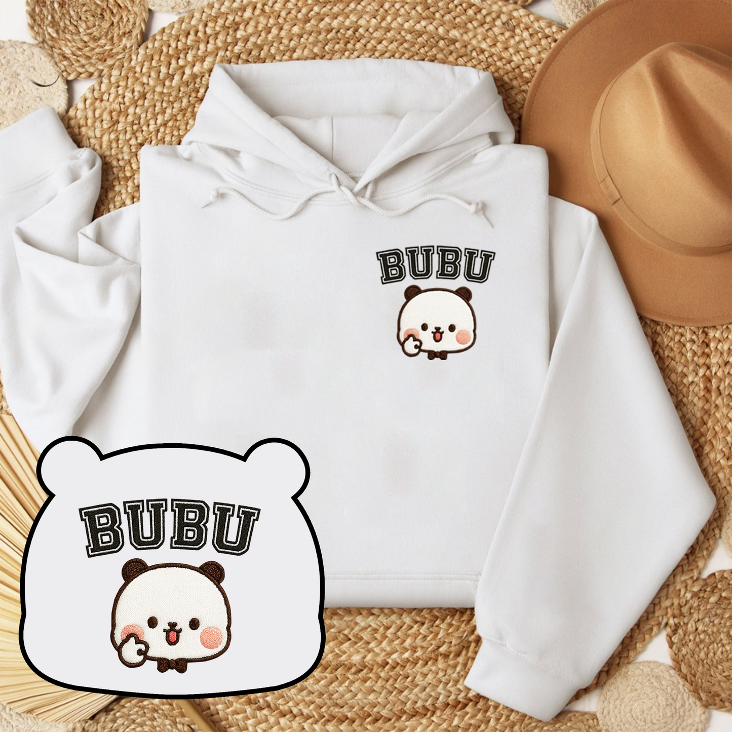 Bubu & Dudu Bear Embroidery Hoodies for Couples