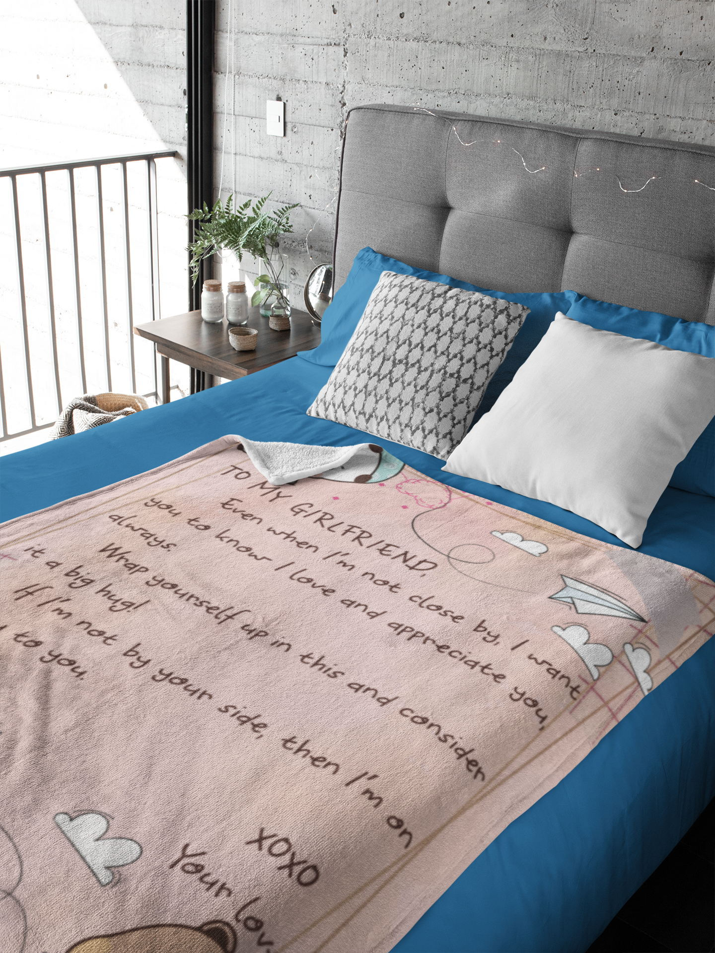 To My Girlfriend Blanket – Cozy Fleece/Sherpa Throw Message with Love