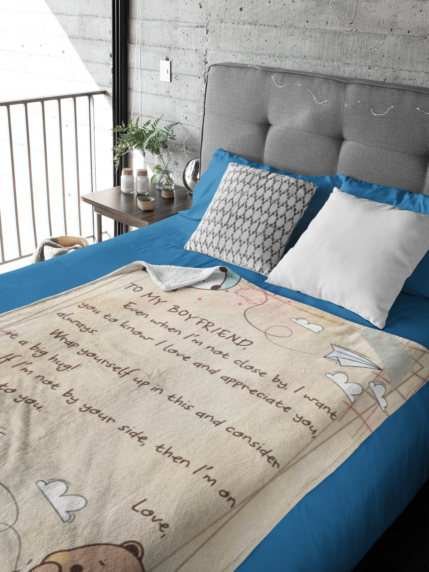 To My Boyfriend Blanket – Cozy Fleece/Sherpa Throw with Love Message