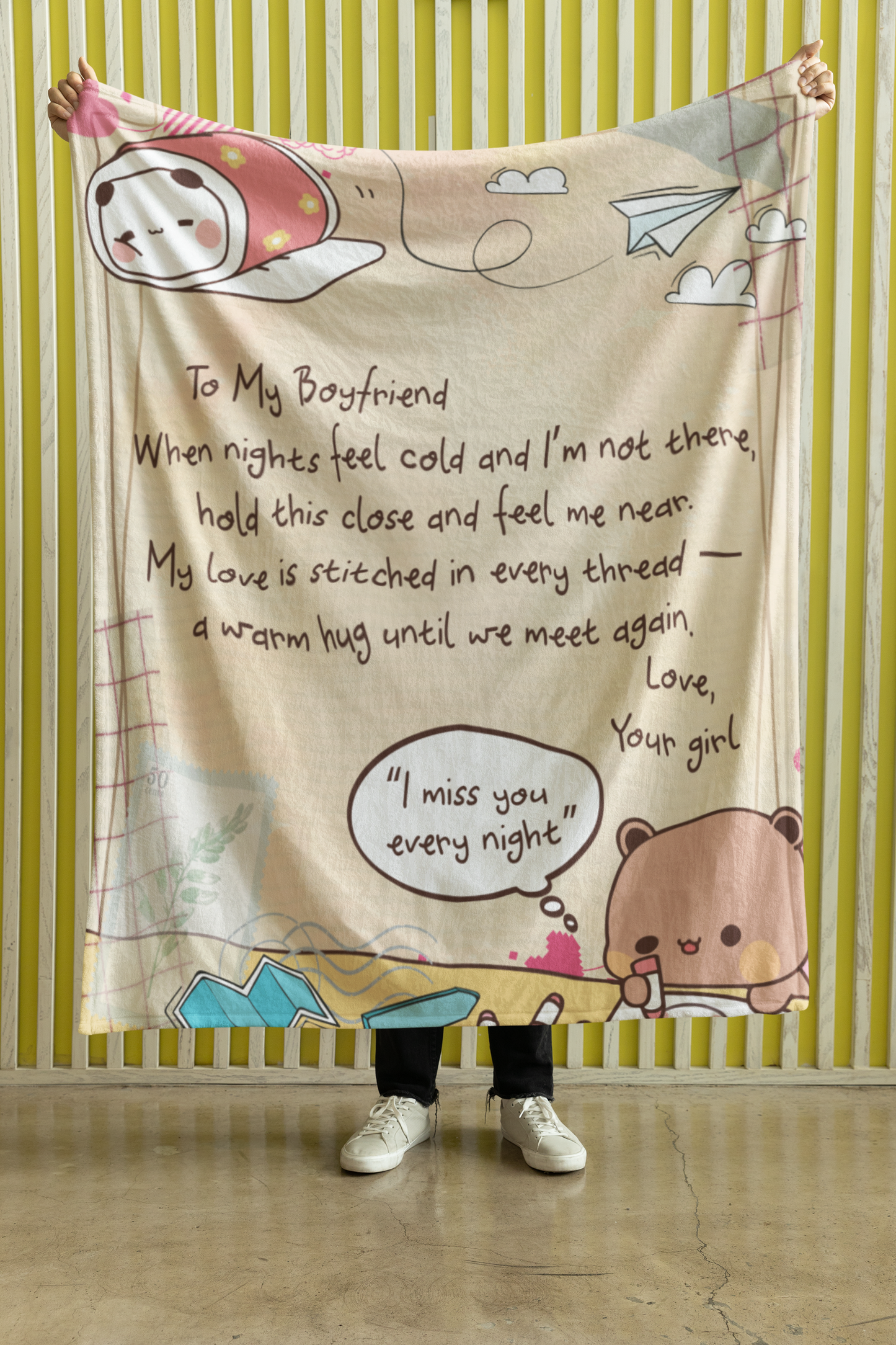 To My Boyfriend Blanket – Cozy Fleece Throw with Love Letter Design