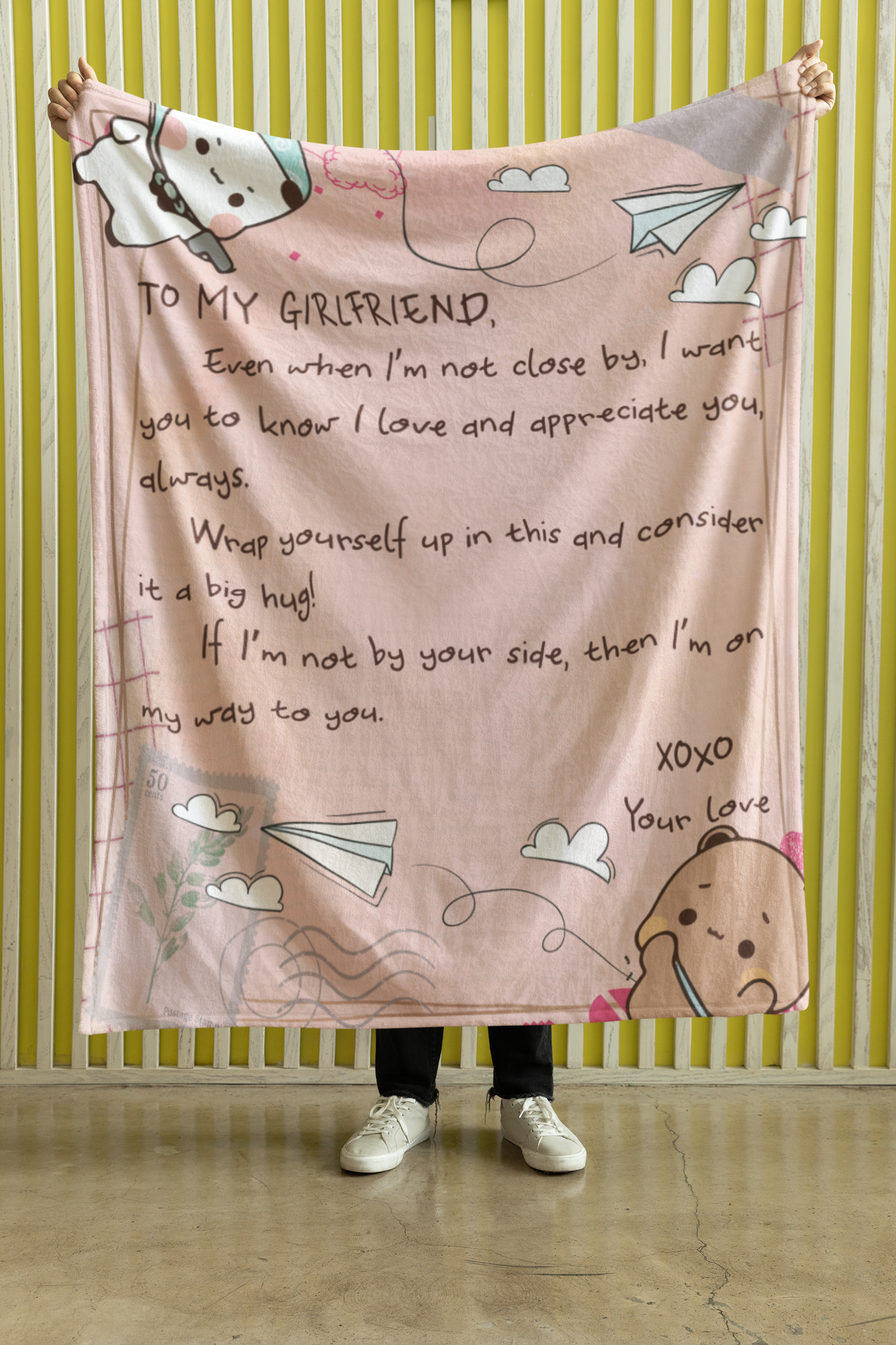 To My Girlfriend Blanket – Cozy Fleece/Sherpa Throw Message with Love