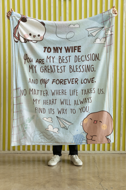 To My Wife Blanket – Cozy Sherpa/Fleece Throw with Romantic Love Message