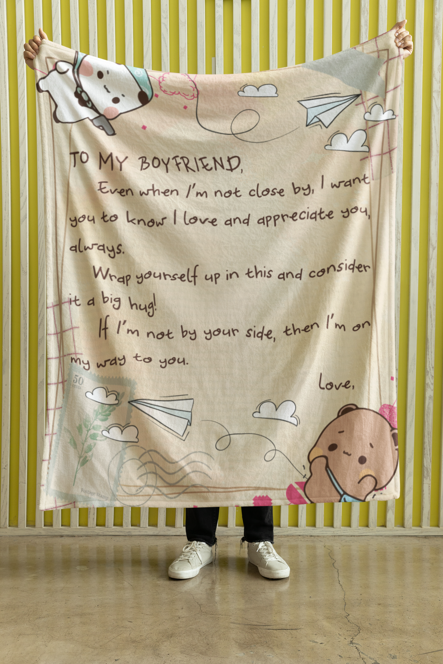 To My Boyfriend Blanket – Cozy Fleece/Sherpa Throw with Love Message