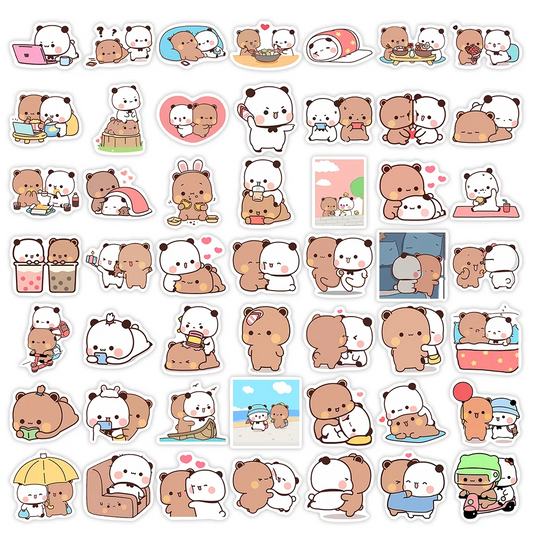 Bubu & Dudu Cute Bear Stickers – Waterproof Decals for Couples | Phone & Laptop Decor - Heybubududu