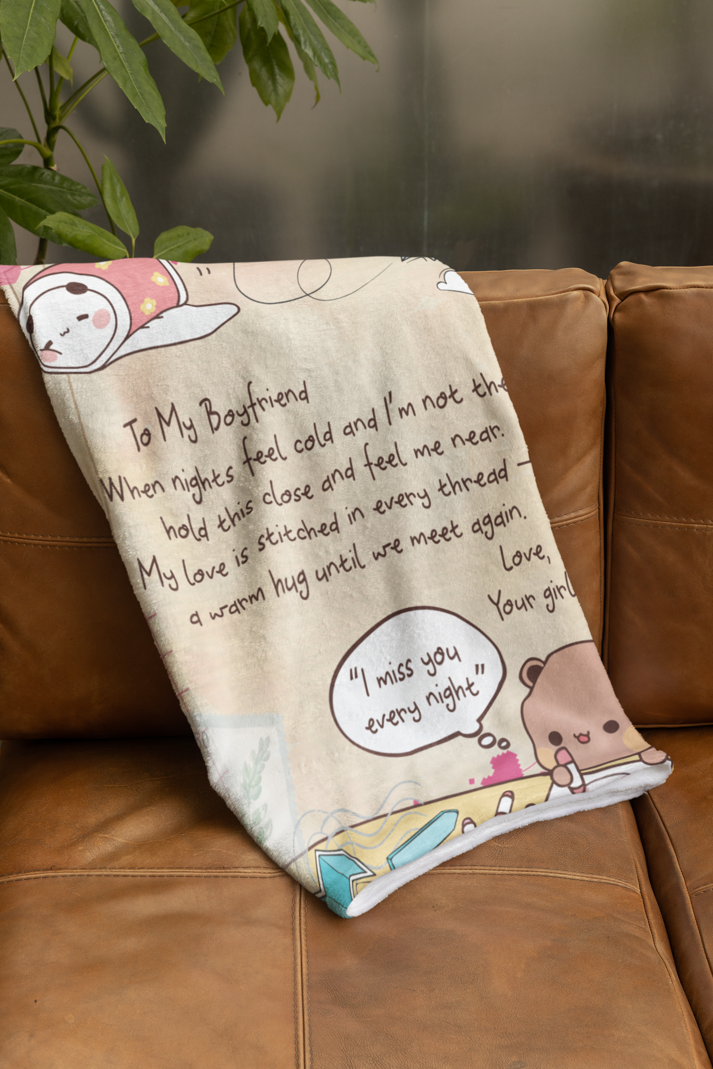 To My Boyfriend Blanket – Cozy Fleece Throw with Love Letter Design