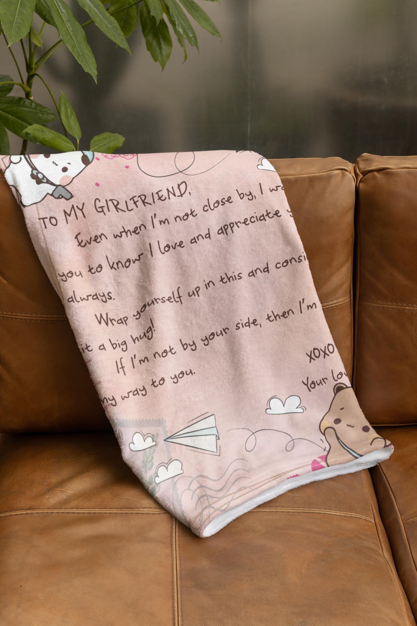 To My Girlfriend Blanket – Cozy Fleece/Sherpa Throw Message with Love