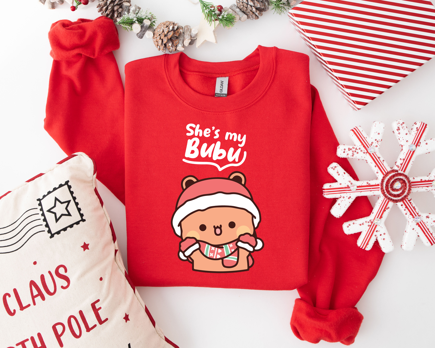 Bubu & Dudu She's My Bubu & He's My Dudu Christmas Couple Sweatshirts