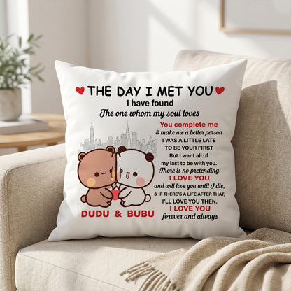 The Day I Met You Pillow | Romantic Bubu & Dudu Love Throw Pillow