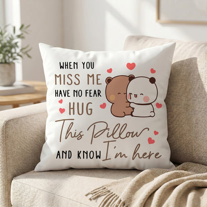When You Miss Me Hug This Pillow | Bubu & Dudu Couple Throw Pillow Gift