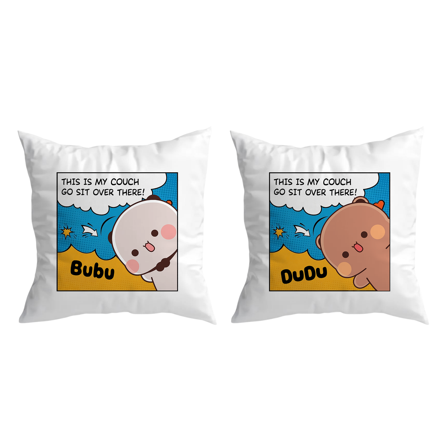 This Is My Couch Couple Pillow Set | Funny Bubu & Dudu Matching Throw Pillows