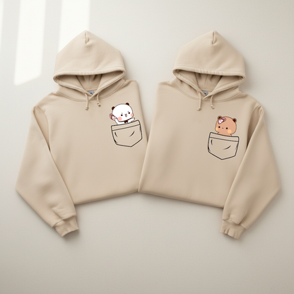 Cute Bubu & Dudu Pocket Hoodies for Couples