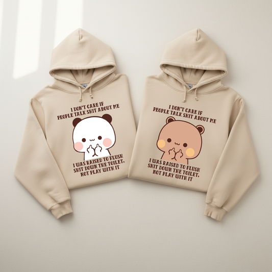 Matching Bubu & Dudu Hoodies – I Don’t Care Quote