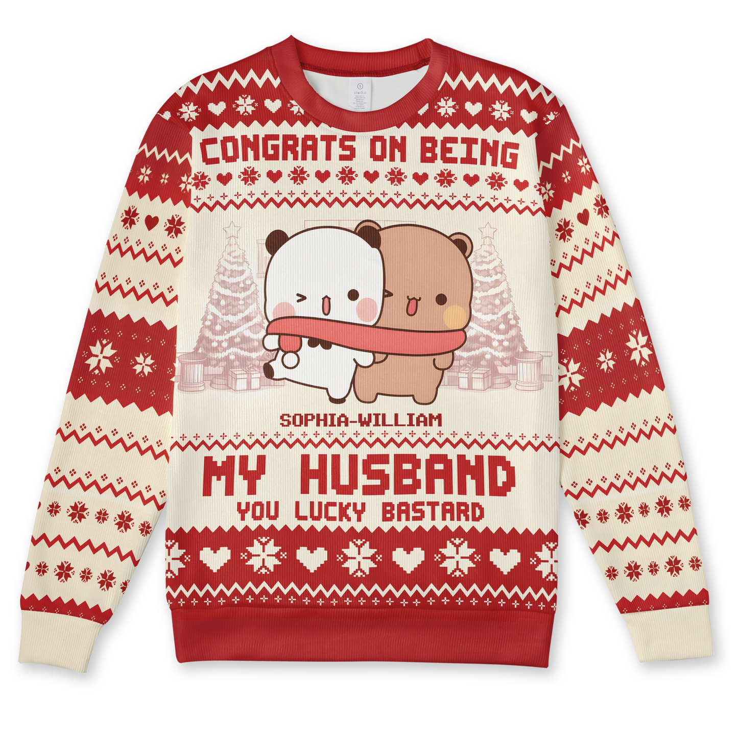 Bubu & Dudu Personalized Christmas Sweater – "Congrats On Being My Husband, You Lucky Bastard"