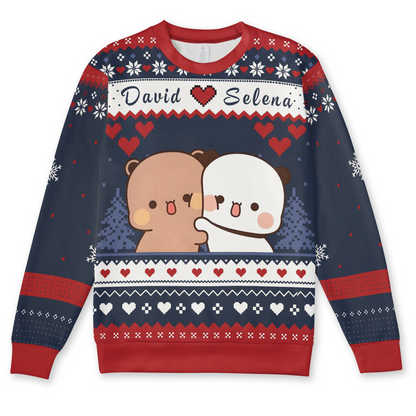 Bubu & Dudu Personalized Christmas Sweater – Custom Couple Names Edition