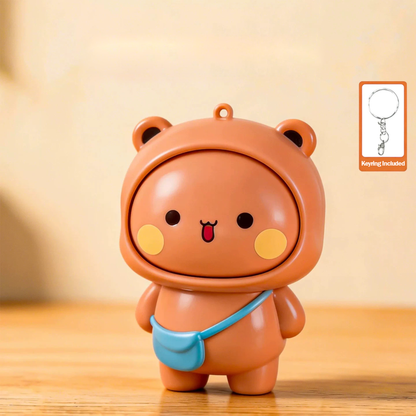 Bubu & Dudu Mood-Changing Keychain – Kawaii Panda & Bear Press Face Charm