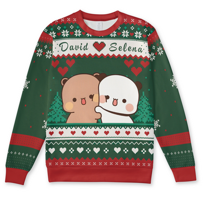 Bubu & Dudu Personalized Christmas Sweater – Custom Couple Names Edition